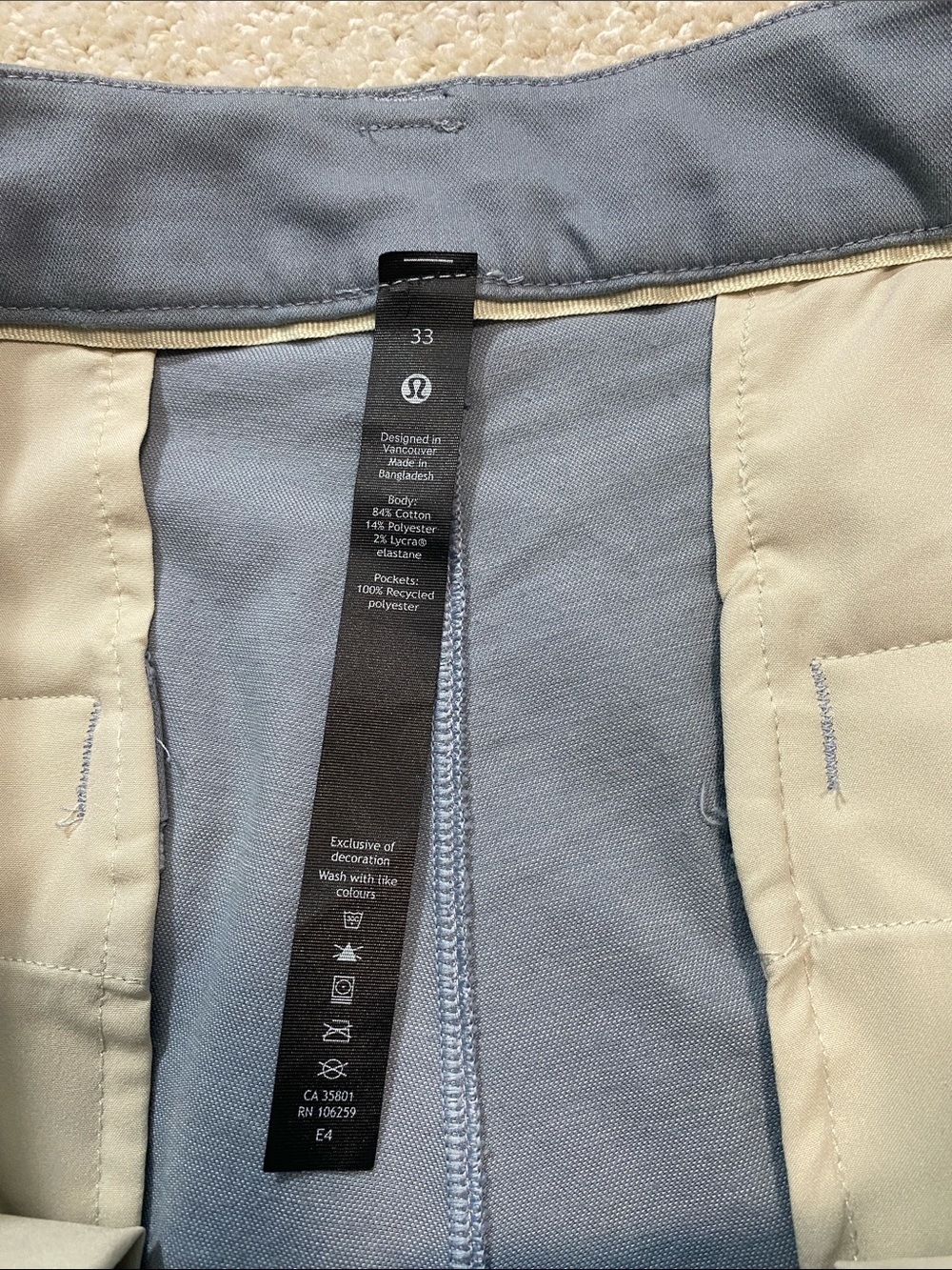 lululemon athletica Steel Blue Flat-Front Men's Shorts Size 33 - Picture 9 of 16